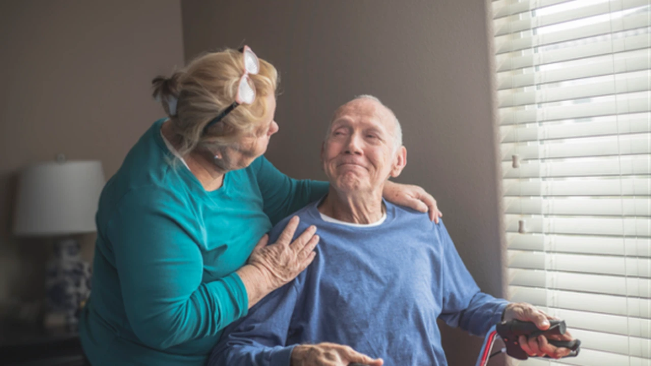 overhead view of corned beef sliced and on a platter with cabbage, potatoes, and carrots