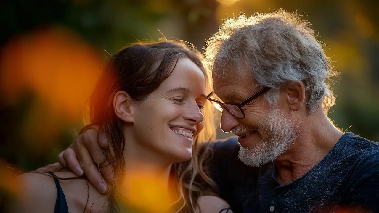 Close up on a plate of mashed potatoes, topped with baked pork chops with cream of mushroom soup, and a side of green beans.